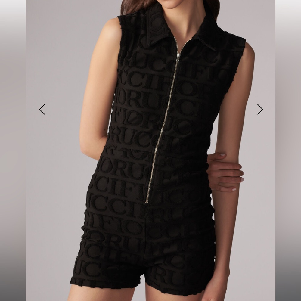 Small FIORUCCI MONOGRAM TOWELLING PLAYSUIT BLACK